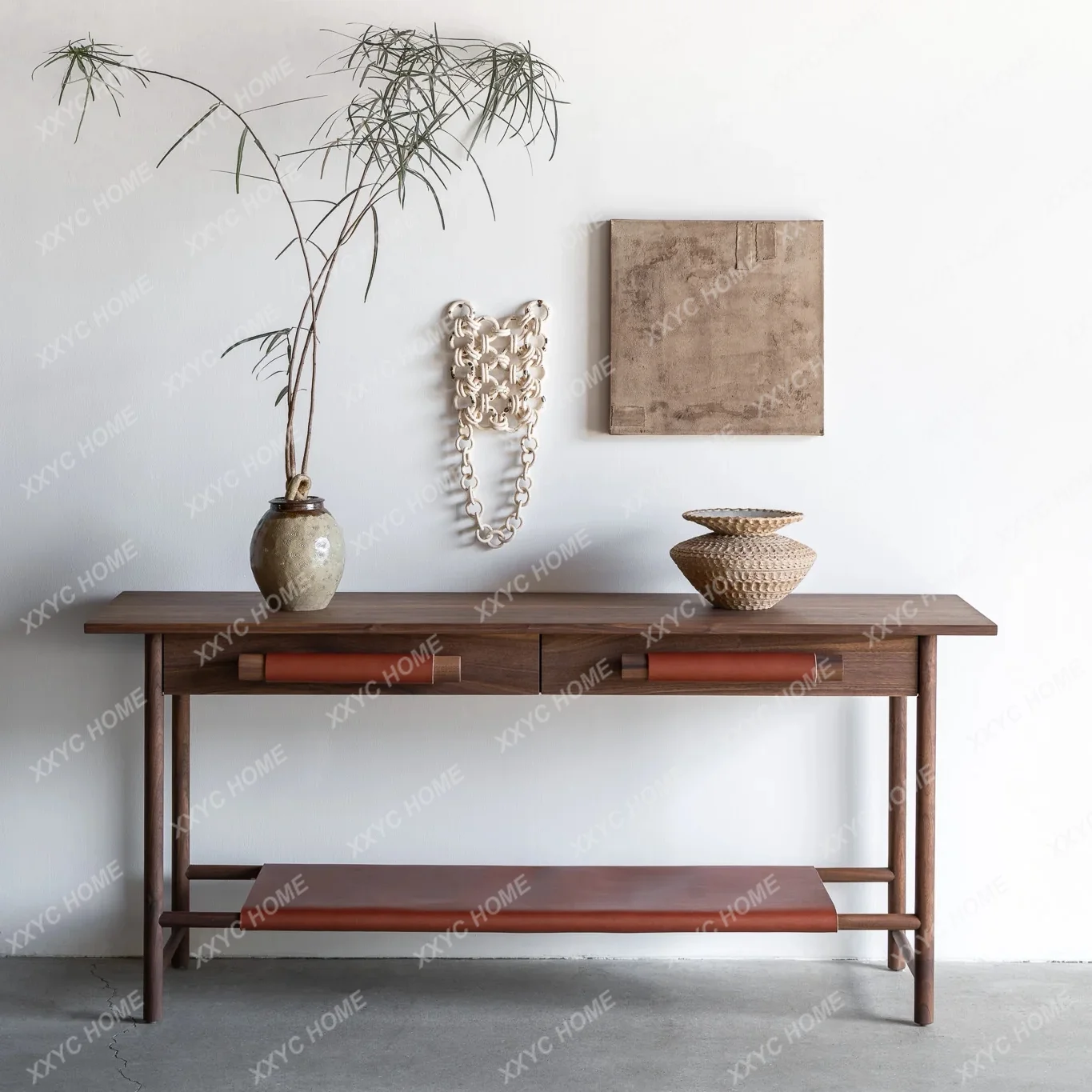 Chinese retro solid wood entrance Taichung antique ash wood entrance entrance table against the wall