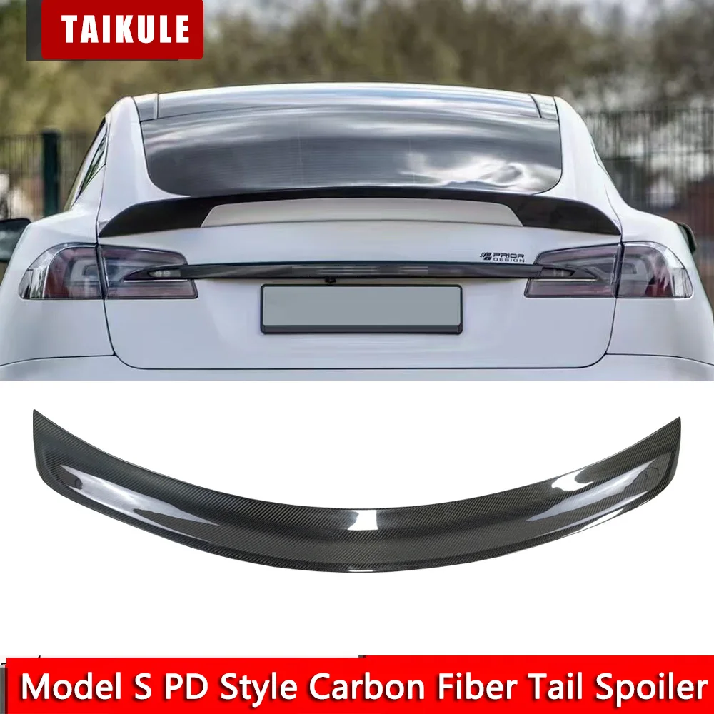 For 2016 2017 2018 2019 2020 Tesla Model S Carbon Fiber Tail Spoiler PD Style FRP Primer Boot Trunk Spoiler Free Shipping