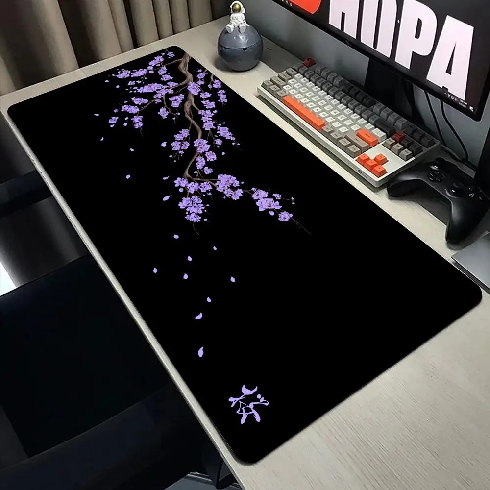Фиолетовый японский коврик для мыши Сакура, большой коврик для компьютерного офисного игрового стола, XXL, резиновый противоскользящий коврик для игровой клавиатуры, длинные настольные коврики