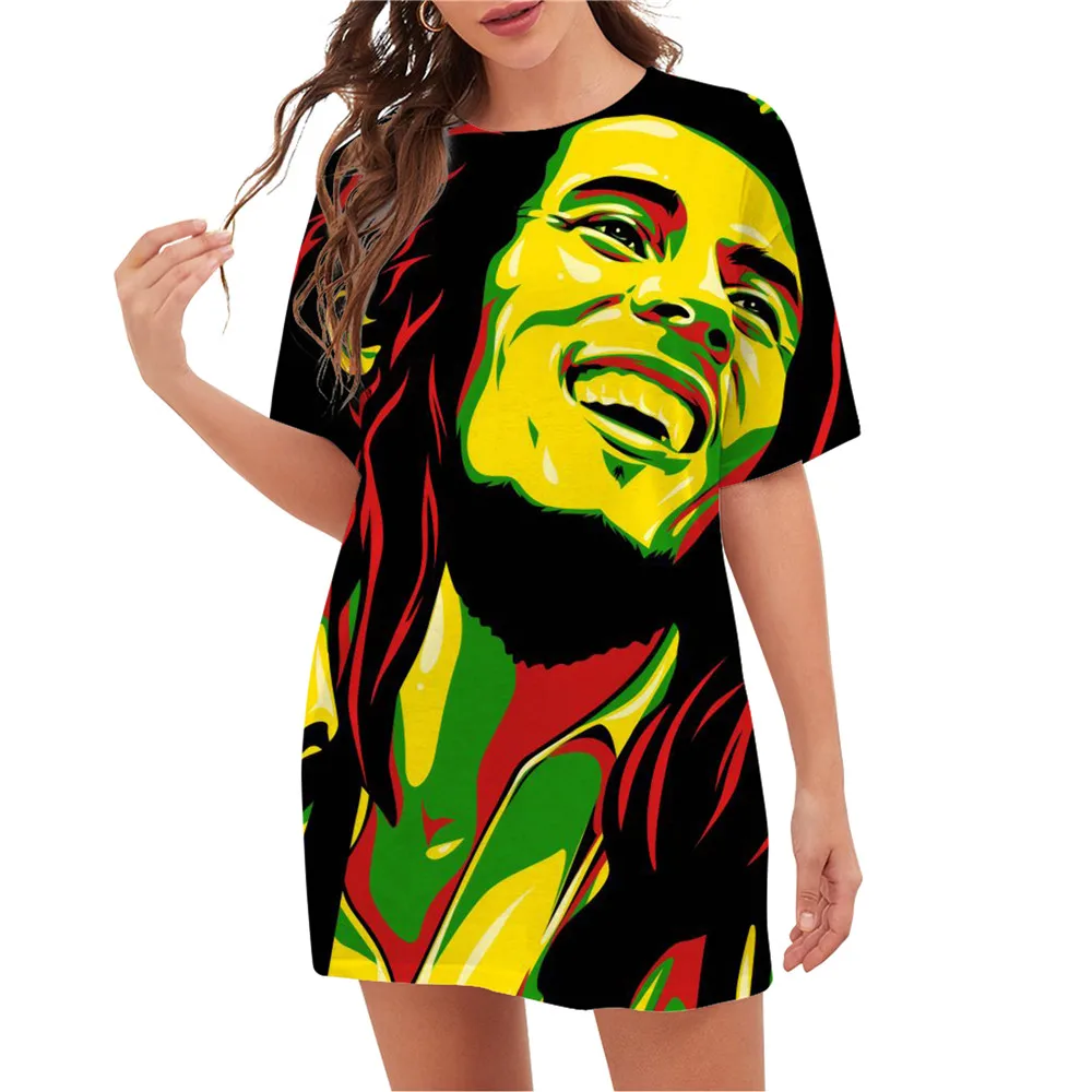 CLOOCL-T-shirt imprimé 3D Bob Marley pour femme, pull décontracté, chemisier femme, streetwear aéré, mode Harajuku