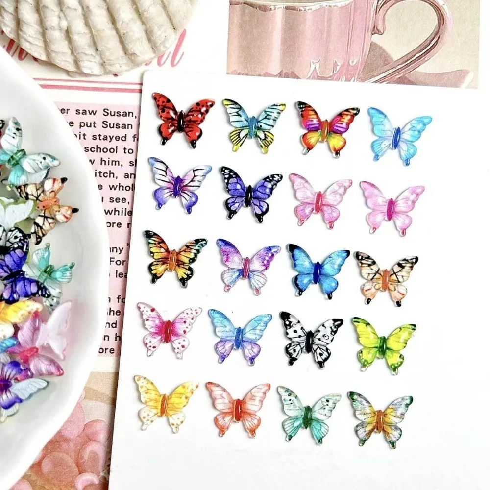 50pcs Multi Color Butterfly Nail Charms Transparent 50pcs Set Resin Nail Charms Small Size 3D Design DIY Nail Art Accessories