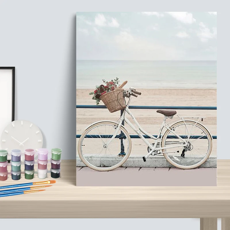 CHENISTORY Pictures By Number Seaside Seashell Scenery  Kits Home Decoration Painting By Number Sea Handpainted Art Gift