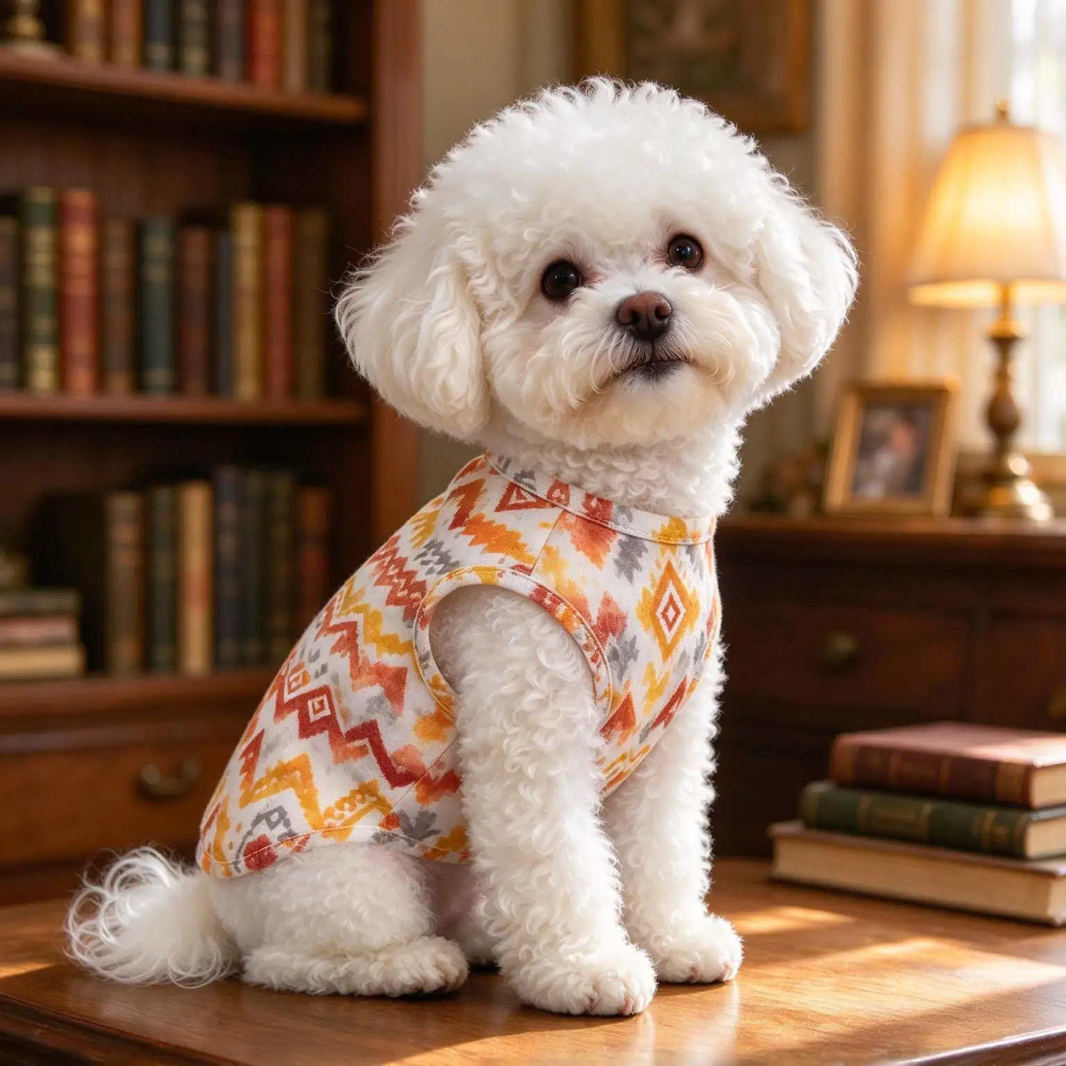 Pet Dog Cat Vest White Orange Grey Geometric Print Breathable Sleeveless Shirt for Small Medium Pets Ethnic Theme Daily Wear