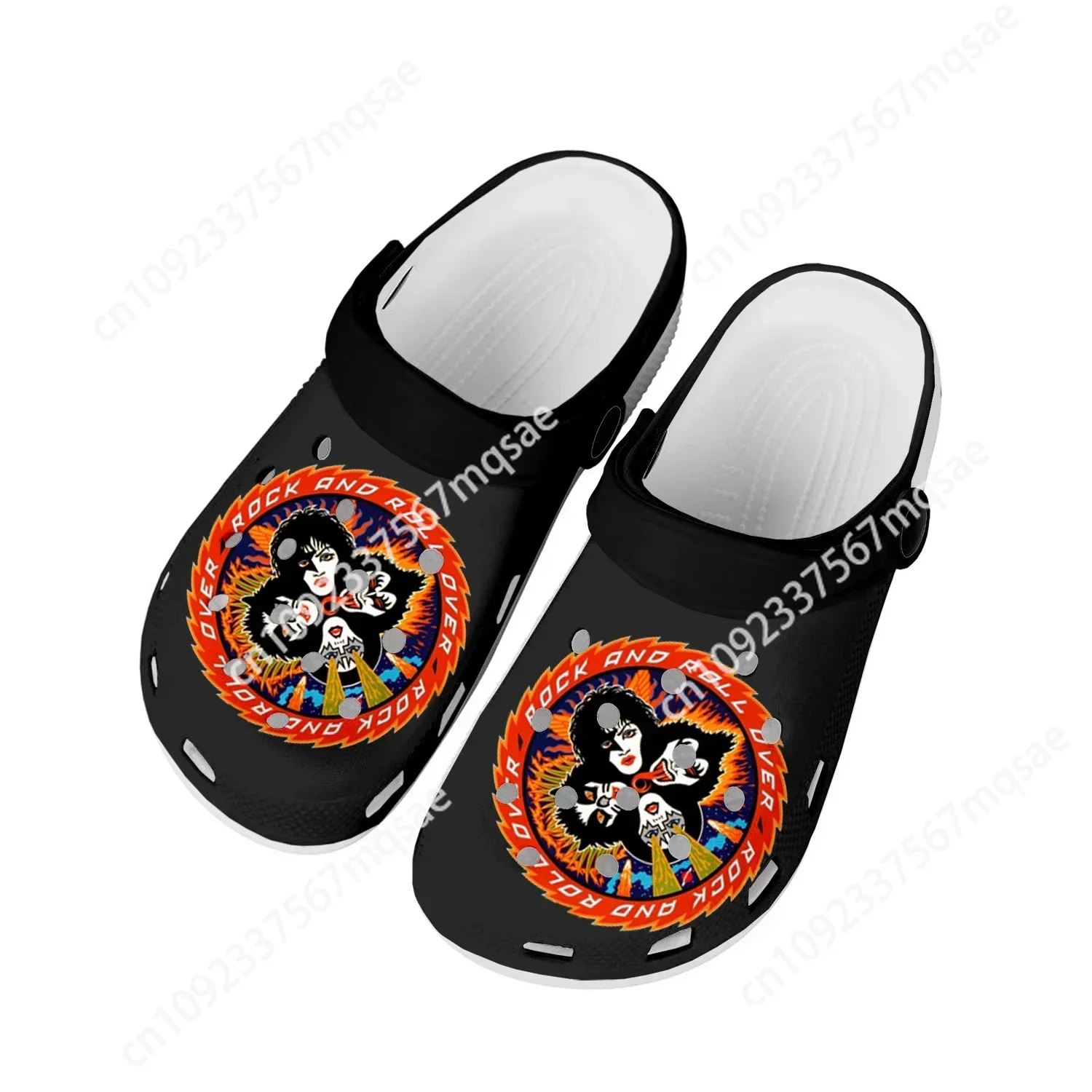 

Heavy Metal Rock Band Kiss Fashion Home Clogs Custom Water Shoes Mens Womens Teenager Shoes Clog Breathable Beach Hole Slippers