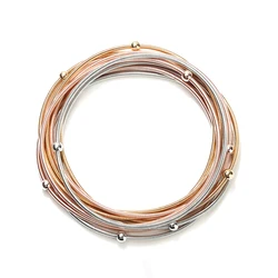 Size1.7mm, Girth19cm Metal Spring Jewelry Fashion Classic Women's Gift Mini Lovely Smooth Ball Mixed Color Spring Bracelet