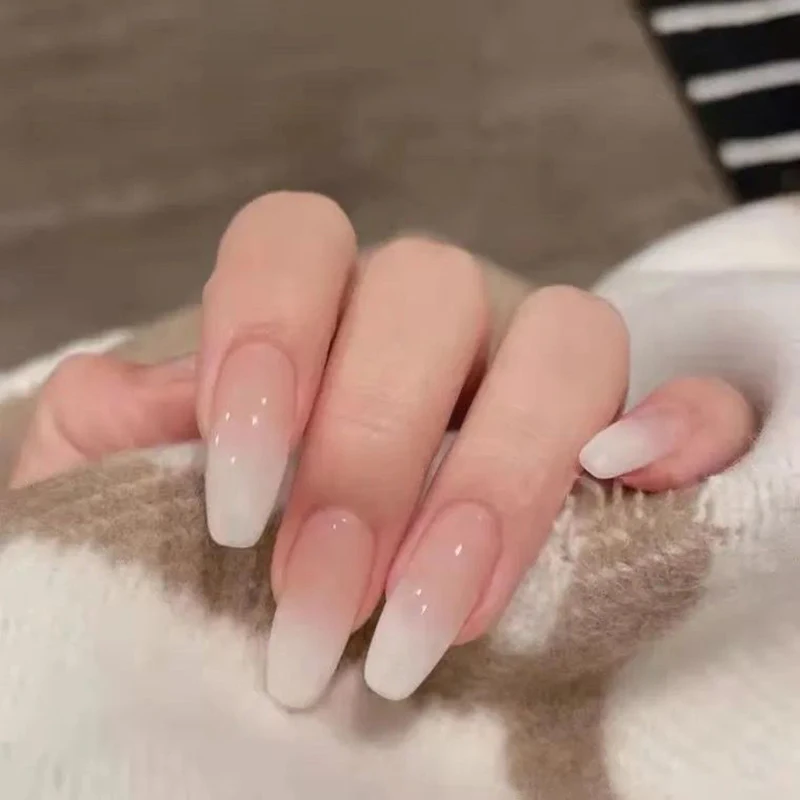 Pinky White Handmade Nails Press on Full Cover Professional Nails Manicuree False Nails Korean Wearable Artificial With Designs