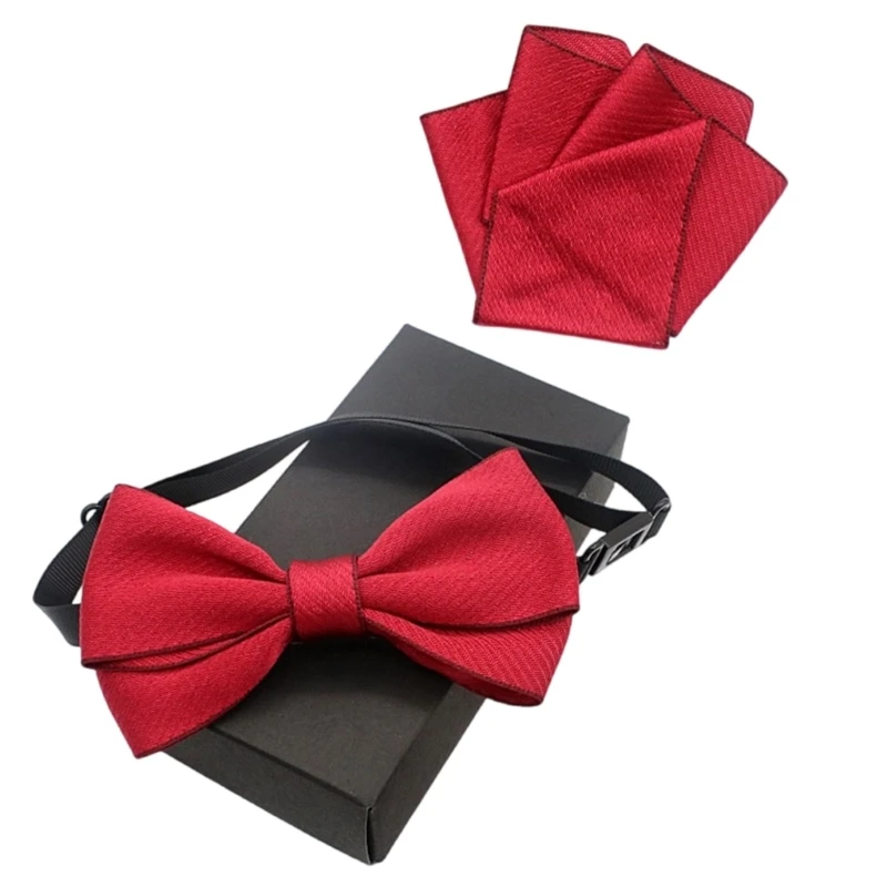 Multipurpose Bowtie and Pocket Square Handkerchief Set for Kids Neckwear Accessories Set for Party Wedding Formal Dress