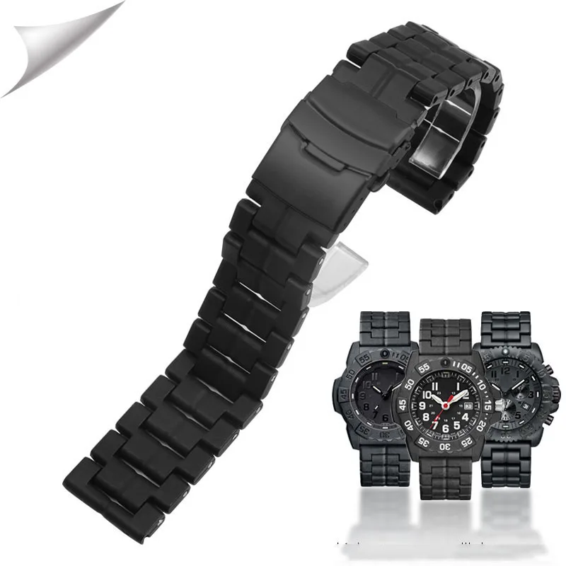 

Plastic Steel Watchband For Luminox Watch 0151 0351 3050 3080 8800 Series Sports man Bracelet Time Watch Strap Black 23mm