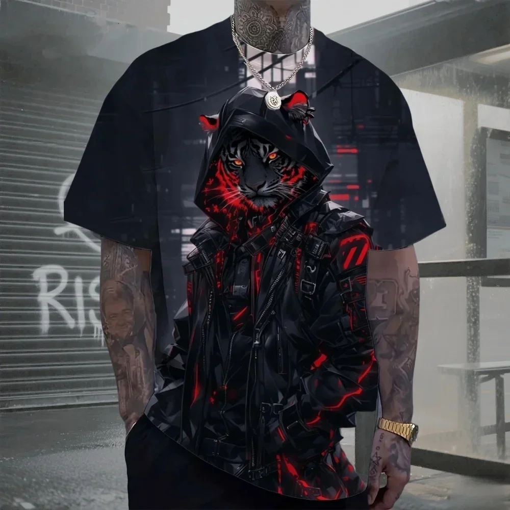 Herren T-Shirts Hip-Hop Bärenmuster 3D-Druck Herrenbekleidung Sommer Neue Streetwear Übergroße Unisex T-Shirts Harajuku Herrenkleidung