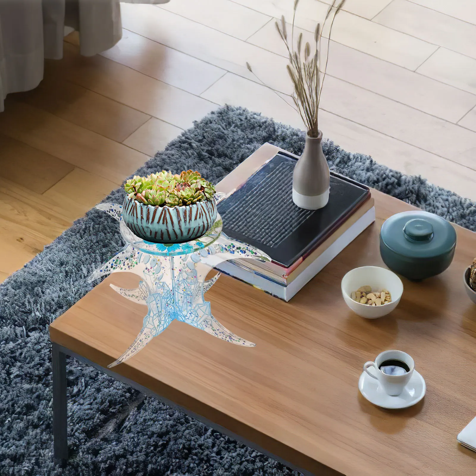 

Epoxy Crystal Desktop Flower Pot St Silicone Castle Lunar Eclipse Rack Mold For Planter Molds Planter Rack DIY Craft Display