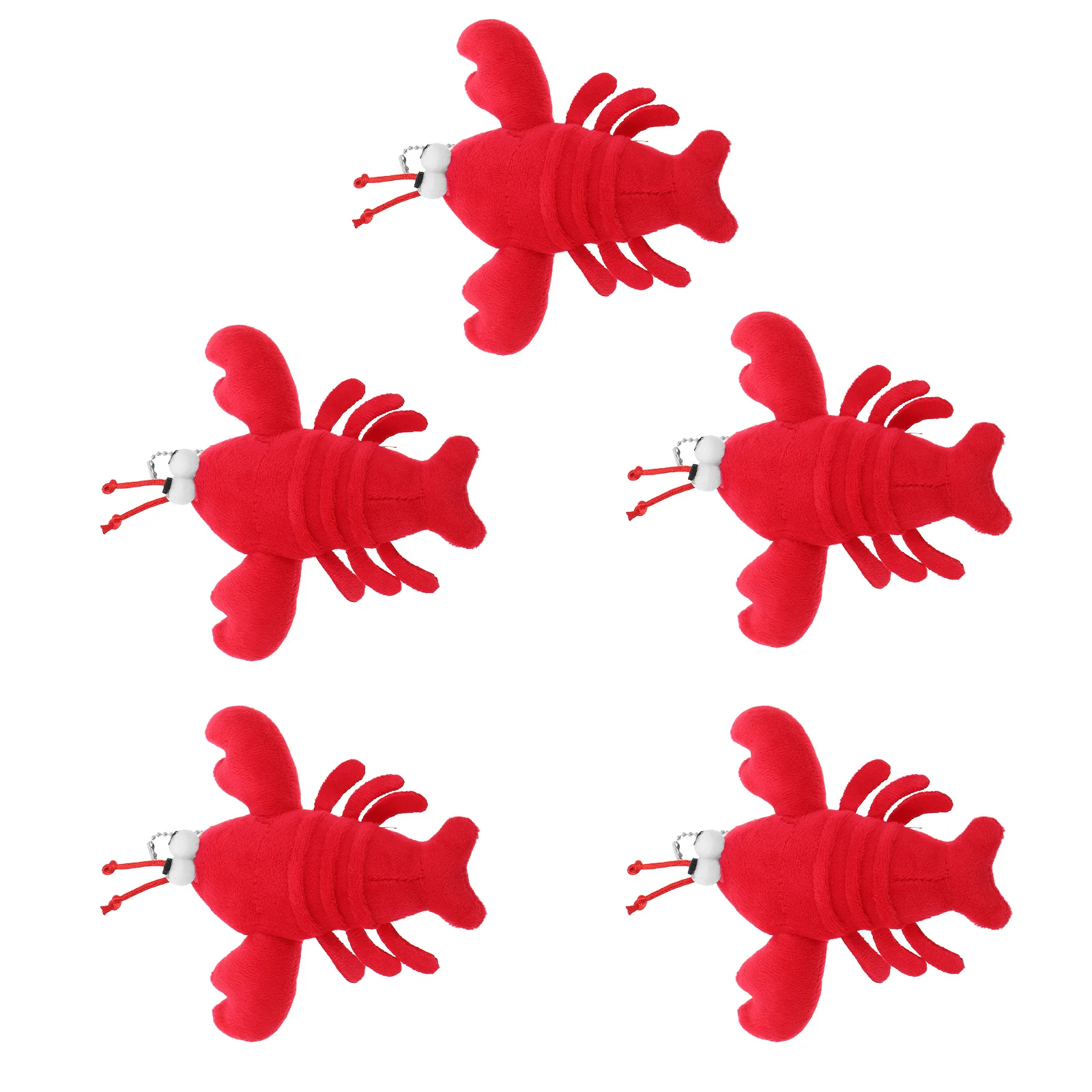 Porte-clés homard Adorable, breloque en peluche douce pour sac à main, sac à dos, Mini porte-clés pendentif, ensemble d'accessoires animaux mignons, 5 pièces