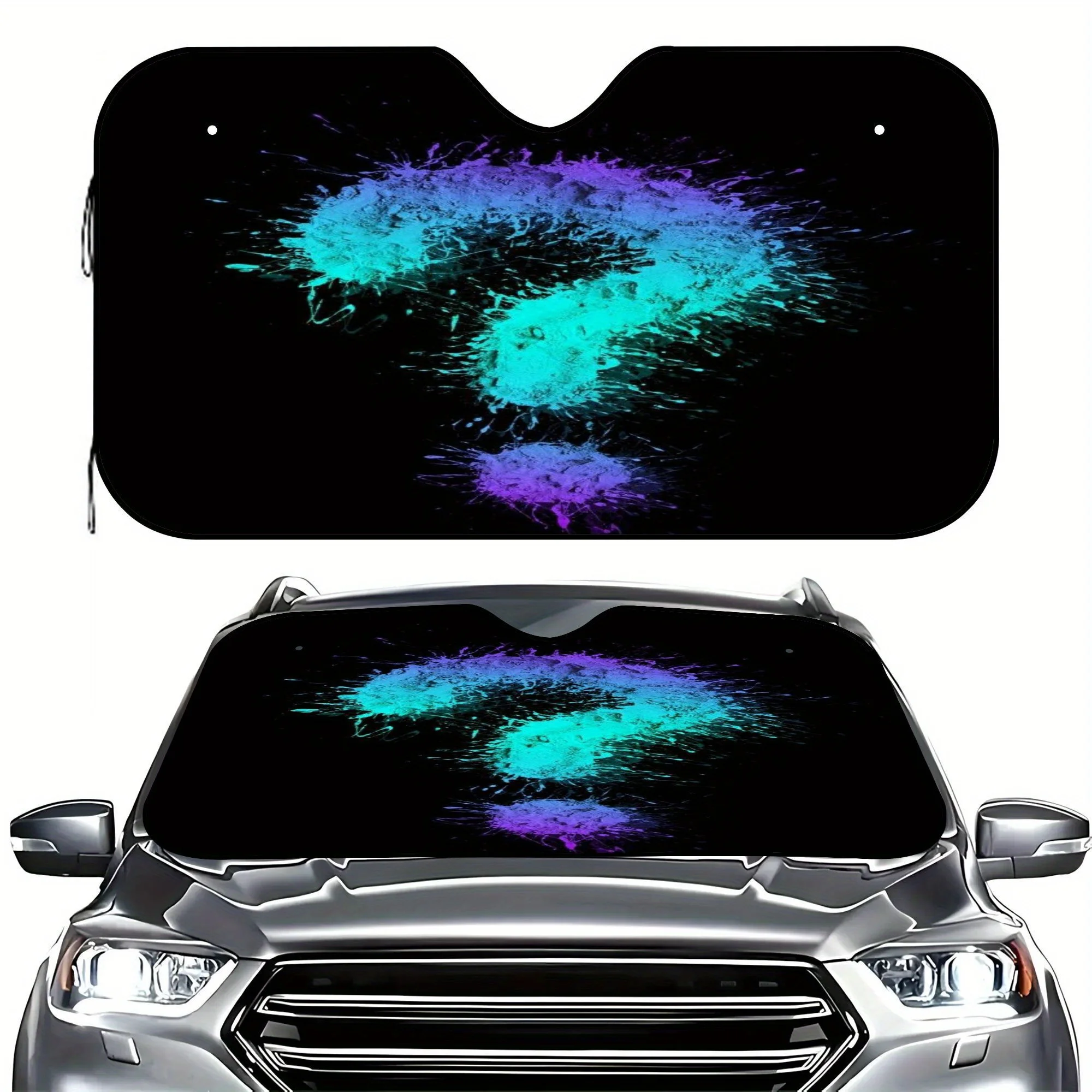 1pc Colorful Question Mark Windshield Sunshade - Polyester UV Protection Heat Reflective, Foldable Sun Blocker for Cars