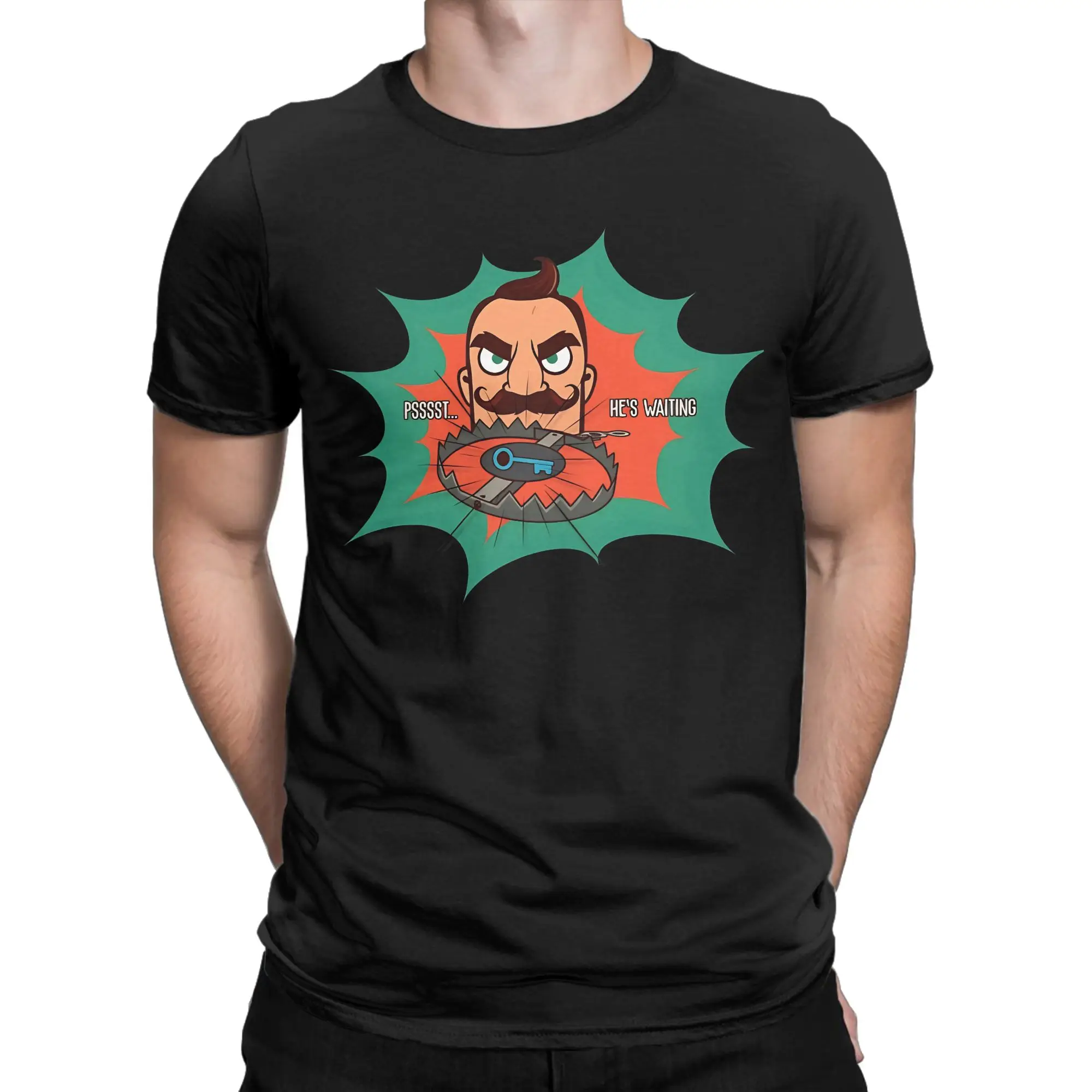 Mysterious Neighbor  Classic Hello Neighborr Novelty 100% Cotton T-Shirt Tees Tops For Men