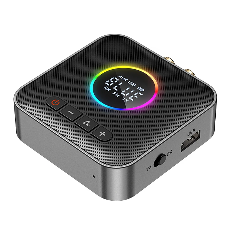 3-in-1 Digital Display bluetooth 5.4 Audio Transmitter Receiver FM Modulator Transmitter 3.5MM AUX / RCA / USB / Type-C Adapter