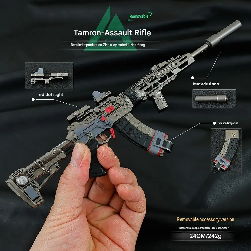 24CM Tactical Rifle Model Zinc Alloy Metal Collectible Miniature Gun Display with Detachable Parts Assembly Design Delta Force view 6