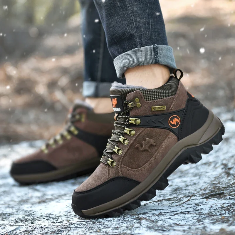 New Autumn Early Winter Men\'s Boots Men Outdoor Waterproof Hiking Shoes Work Shoes Man Soft Ankle Boots Men Sneakers Spring