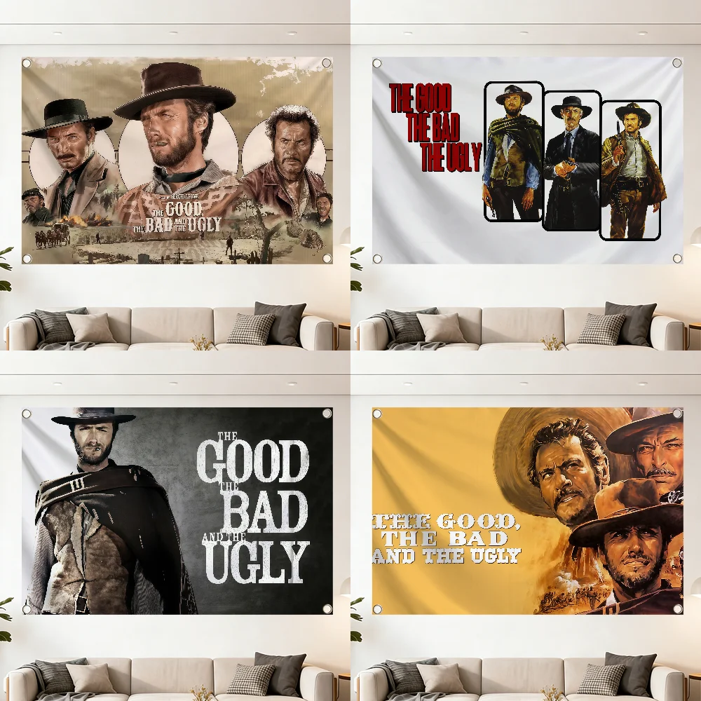 Bandera decorativa de la película Il buono il brutto il cattivo, decoración para exteriores, picnic, fiesta, arte, decoración para el hogar, camping, fiesta, los más vendidos