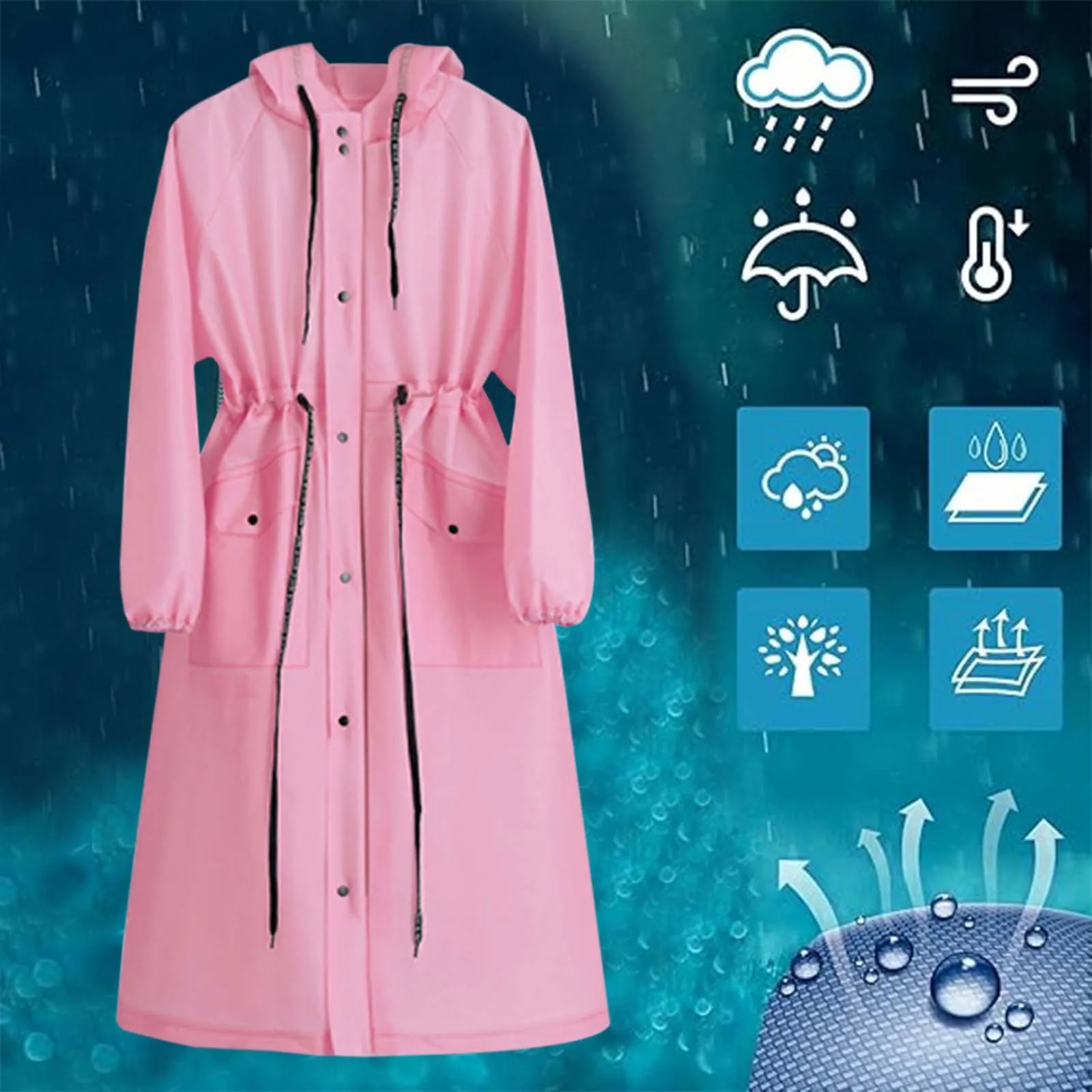 Imperméable à capuche imperméable pour adultes, poncho de randonnée en plein air, vêtements de pluie, long, tourisme, vélo, marche