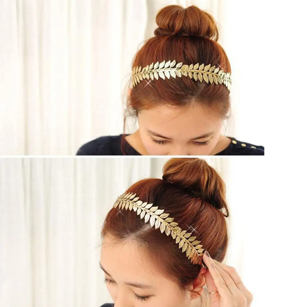 

Leaf Headband Gold Leaf Greek Headband Bridal Wedding Hair Hoop Crown Accessory Golden Leaf Greek Headband