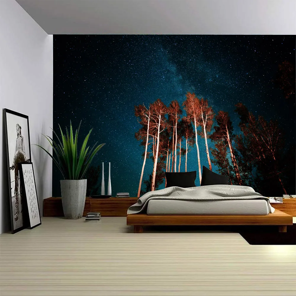 

Forest Starry Sky Tapestry Wall Hanging Galaxy Starry Sky Home Background Dormitory Living Room Bedroom Art Decoration