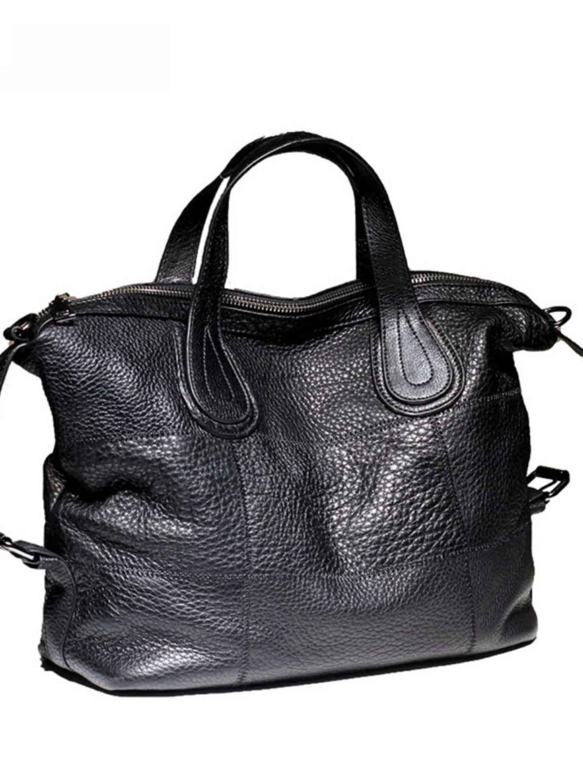 

iPinee Genuine Leather Handbag Large Capacity Shoulder Crossbody Bag Pure Color Autumn Winter New Style Top Layer Cowhide Bag