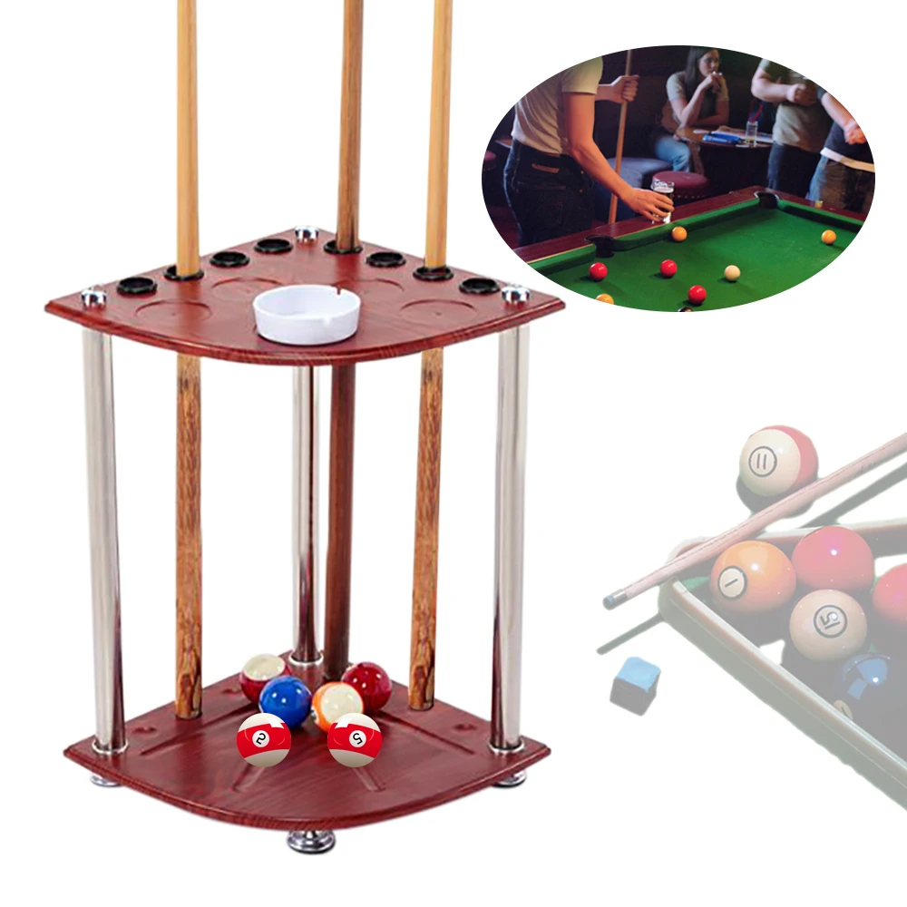 8 Stick Ball Floor Stand Modern Wood Pool Cue For School/Club Billiard Tools (Cue Rack Only)