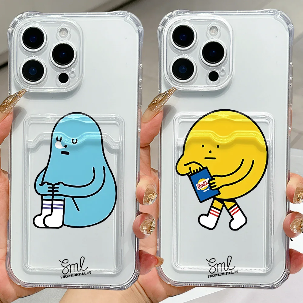 NEW Korea Cute Little MonsterS Card Hold Phone Case For Samsung Galaxy S26 S25 S24 S23 S22 S21 S20 FE Edge Plus Ultra M53 M54 5G
