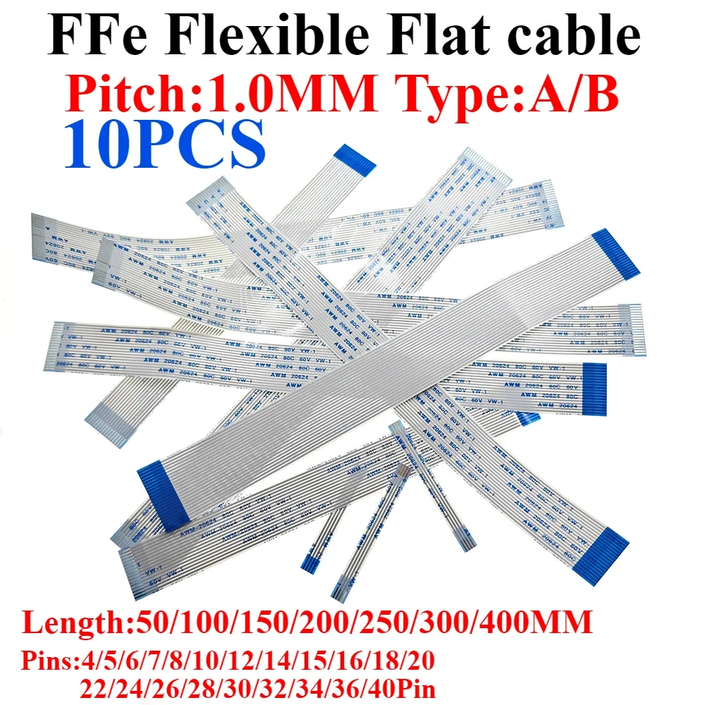 

10PCS FFC FPC AWM 20624 80C 60V VW-1 Flat Flexible Cable 1.0MM 4P 5 6 7 8 9 10 11 12 14 16 18 20 22 24 26 28 30 32 34 40Pin