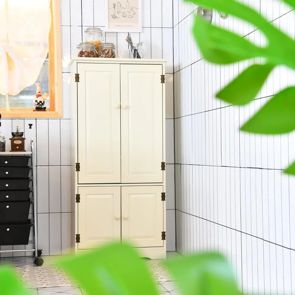 خزانة تخزين مخزن المطبخ، خزانة مطبخ حديثة مع أرفف قابلة للتعديل وجهاز مضاد للتداخل، فلو متعدد الوظائف