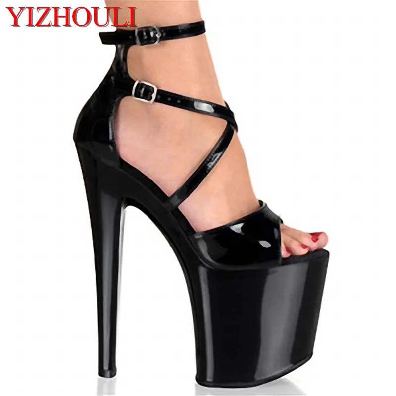 

Classic 20CM Sexy Gladiator Super High Heel shoes 8 inch Platforms sandals ankle strappy cone heels party dance shoes