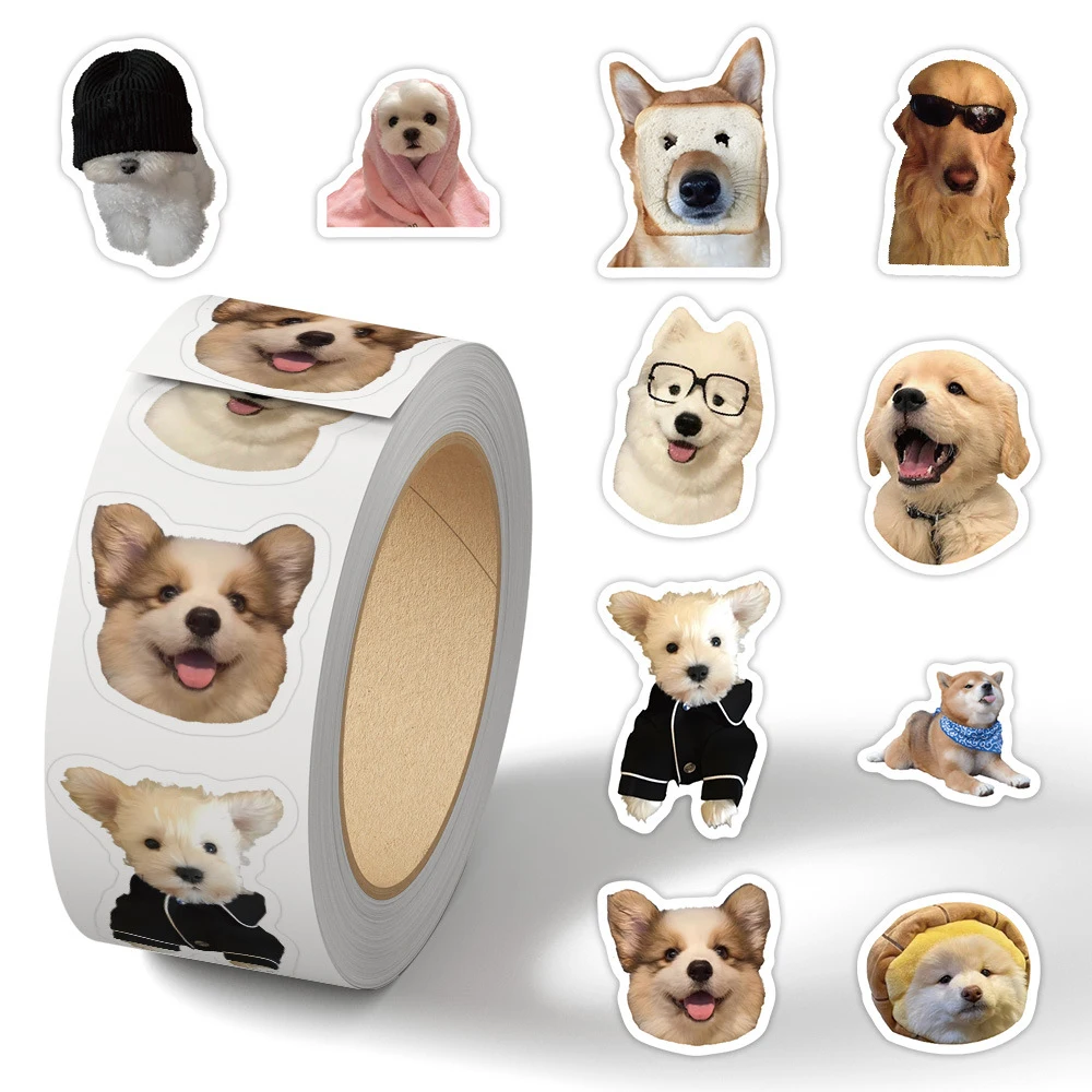 500pcs/Roll Cute Dog Cartoon Sealing Stickers Funny Animal MEME Decal Label DIY Stationery  Phone Laptop Kawaii Graffiti Sticker