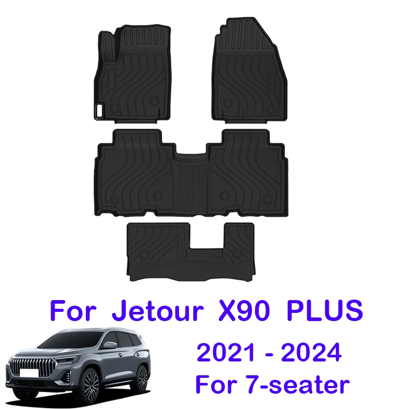 

Автомобильные коврики с левым рулем для Jetour X90 PLUS 2021-2024, коврик для багажника, водонепроницаемый комплект автомобильных ковров, всепогодные подушечки для ног