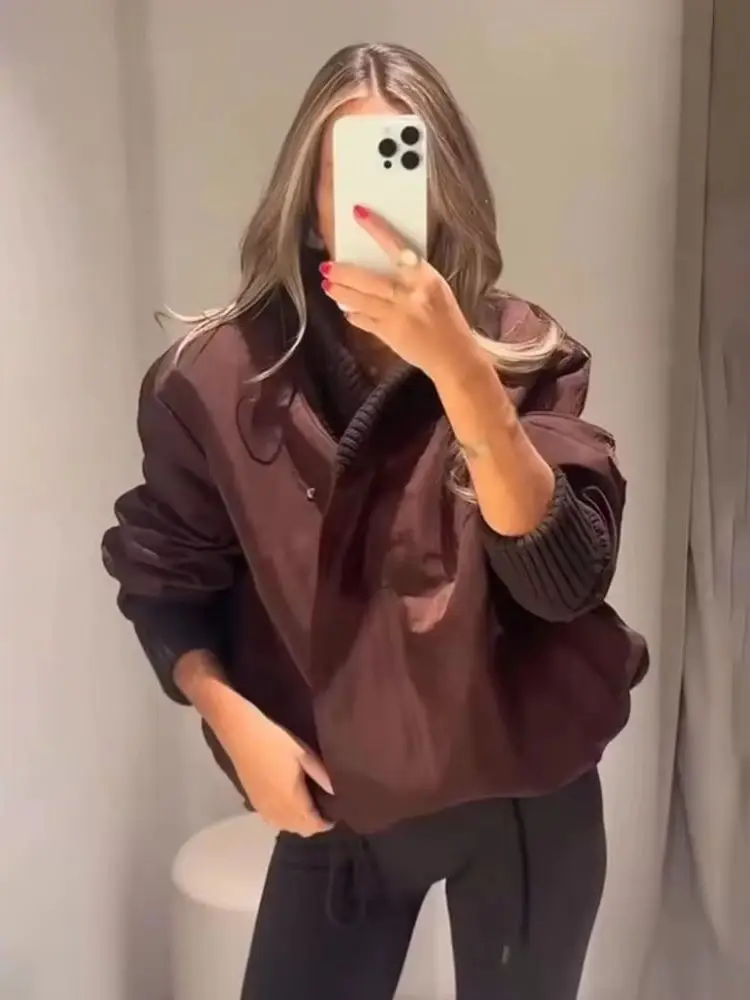 

HH Women's Autumn Streetweer Style Coat Solid Stand Collar Buttons Pocket Lace Up Zipper Women Fashion Long Sleeves Jackets 2025