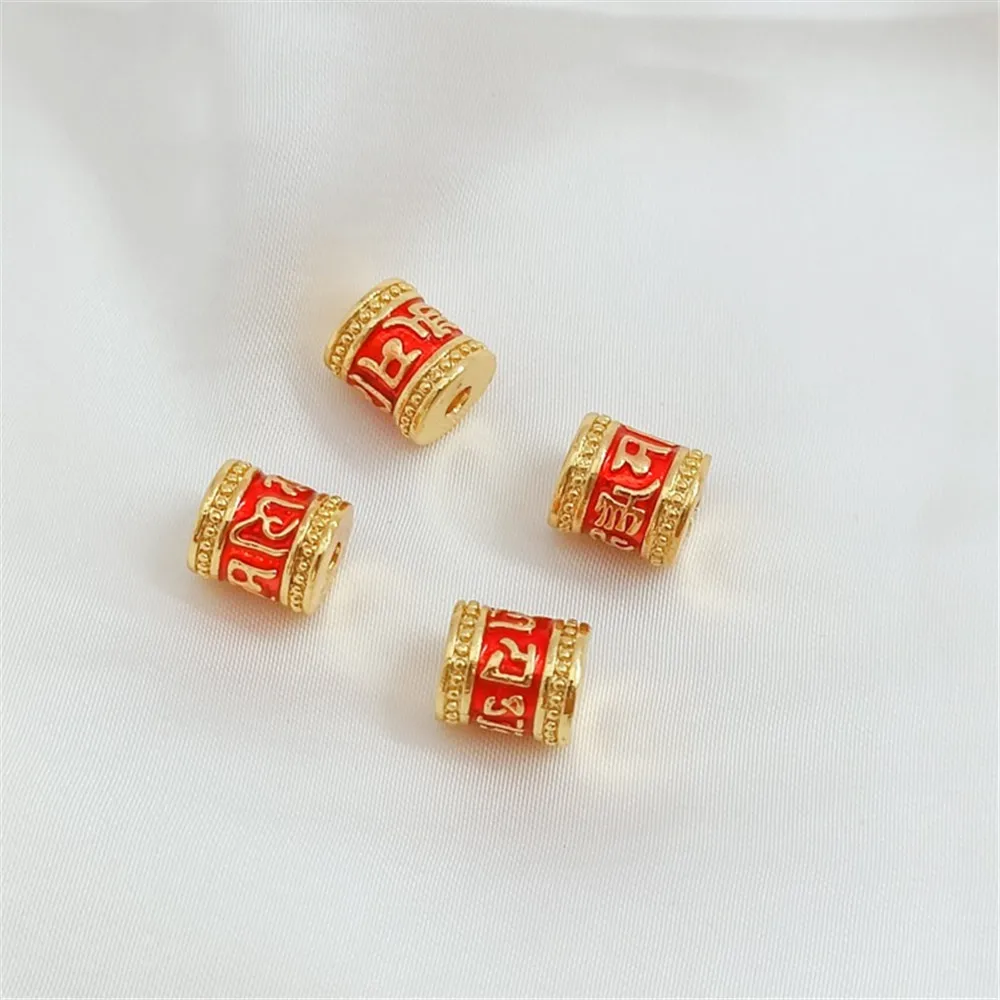18K Gold-plated Zirconium-inlaid Oil-dripping Red Festive Peach Blossom Chinese Knot Lotus with Hollowed-out Beaded Ornaments view 5