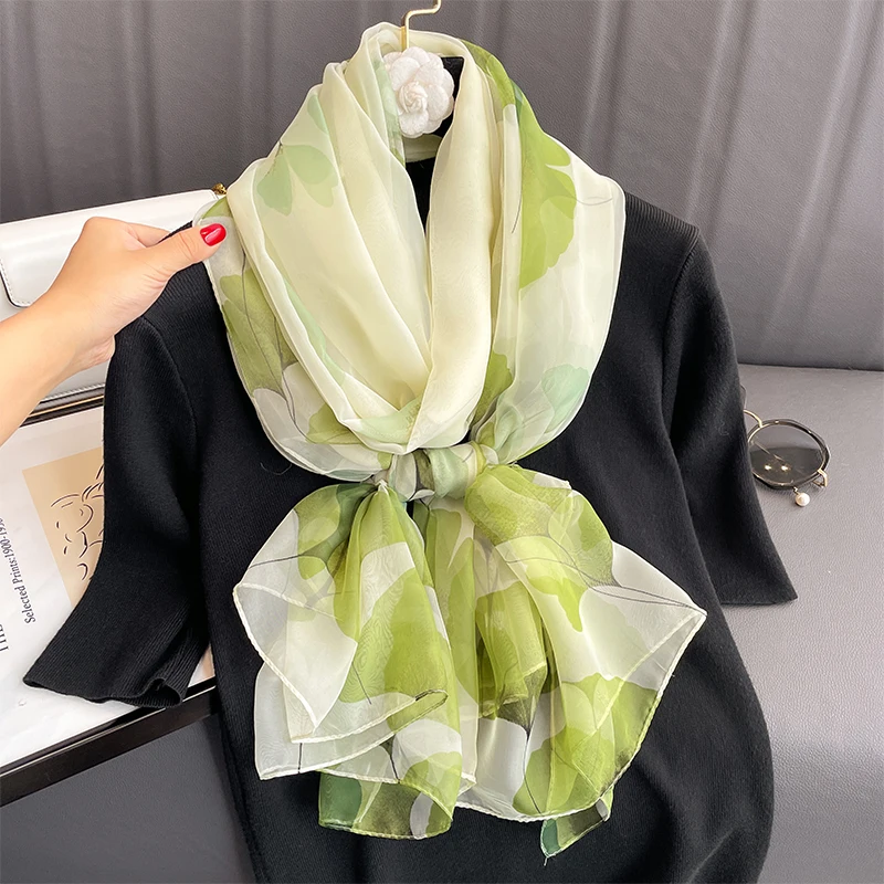 New Spring Large Female Summer Silk Thin Hijab Wraps Women Elegant Floral Scarf Shawl Pashmina Beach Stoles Bufanda Foulard 2023