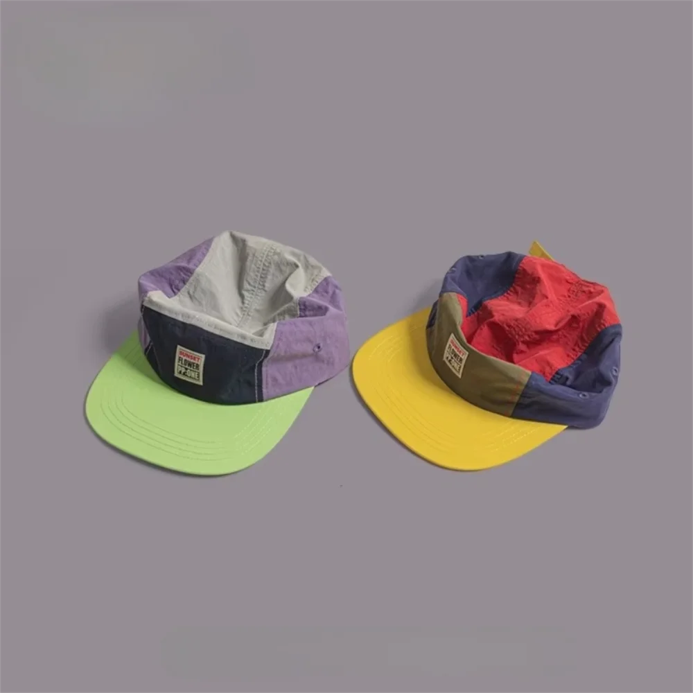 Lässige Hip-Hop-Hüte im japanischen Stil, 5-Panel-Baseballkappe mit dünnem, flachem Rand, atmungsaktiv, schnell trocknend, Sonnenschutzhut, Unisex – Detail 13