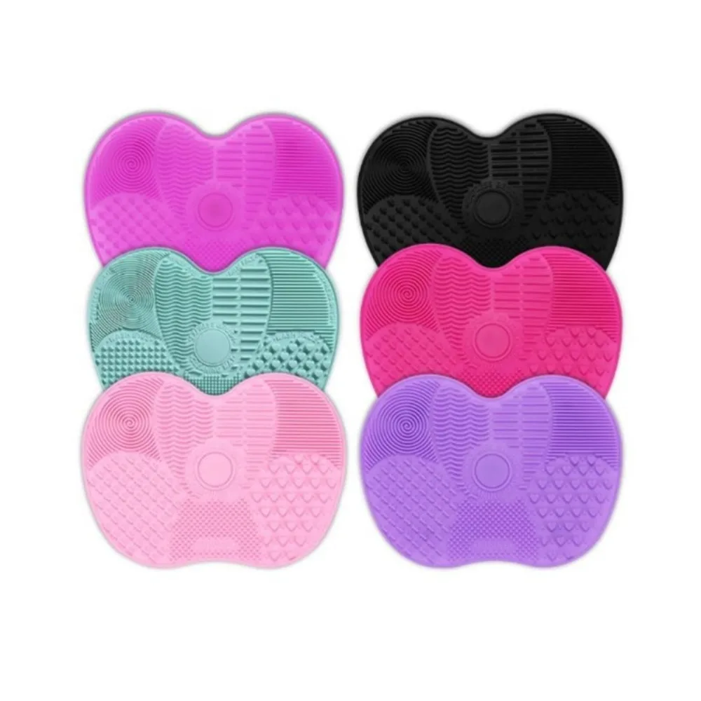 Tampon nettoyant pour pinceaux de maquillage en forme de pomme, 1 pièce, tapis de nettoyage pour Gel de lavage, fond de teint, tampon de nettoyage pour pinceaux de maquillage