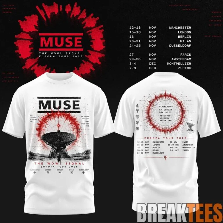 Muse – The Wow! Signal Europa Tour 2026 Tee Men's and Women's Pure Cotton T-Shirt Comfortable, Breathable, High Quality Ins Y2k