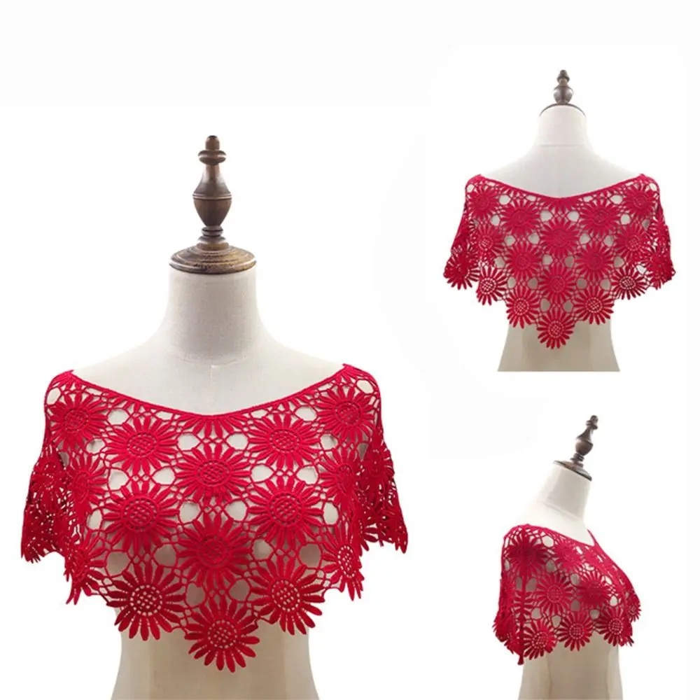 

Creative False Crochet Collar Boho Chic DIY Hollow Out Vest Embroidered Trim Tulle Lace Lace Shawl Poncho Garment Accessories