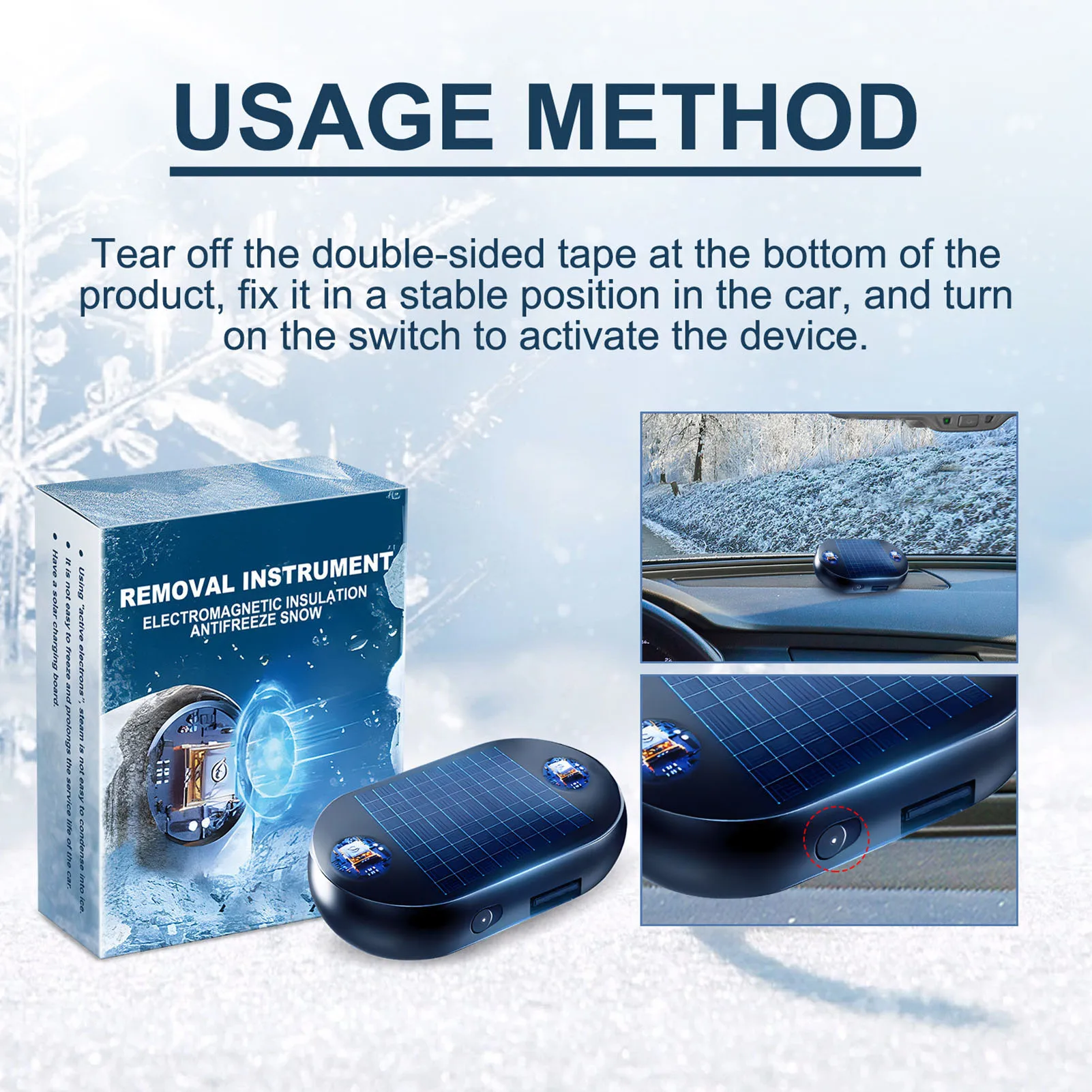 Car Defroster Anti-Freeze Device Fast Ice Melting Tool Portable Windshield Snow Removal Electromagnetic Deicer for Vehicles