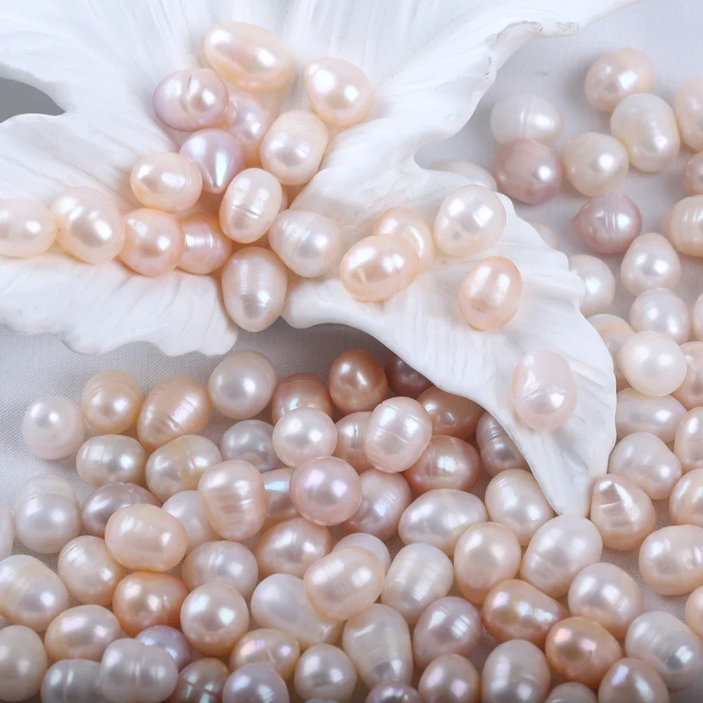 1 kilogram  9-10mm White Pink Purple Color Rice Shape Perlas Freshwater Loose  Pearl Beads For Bag Making