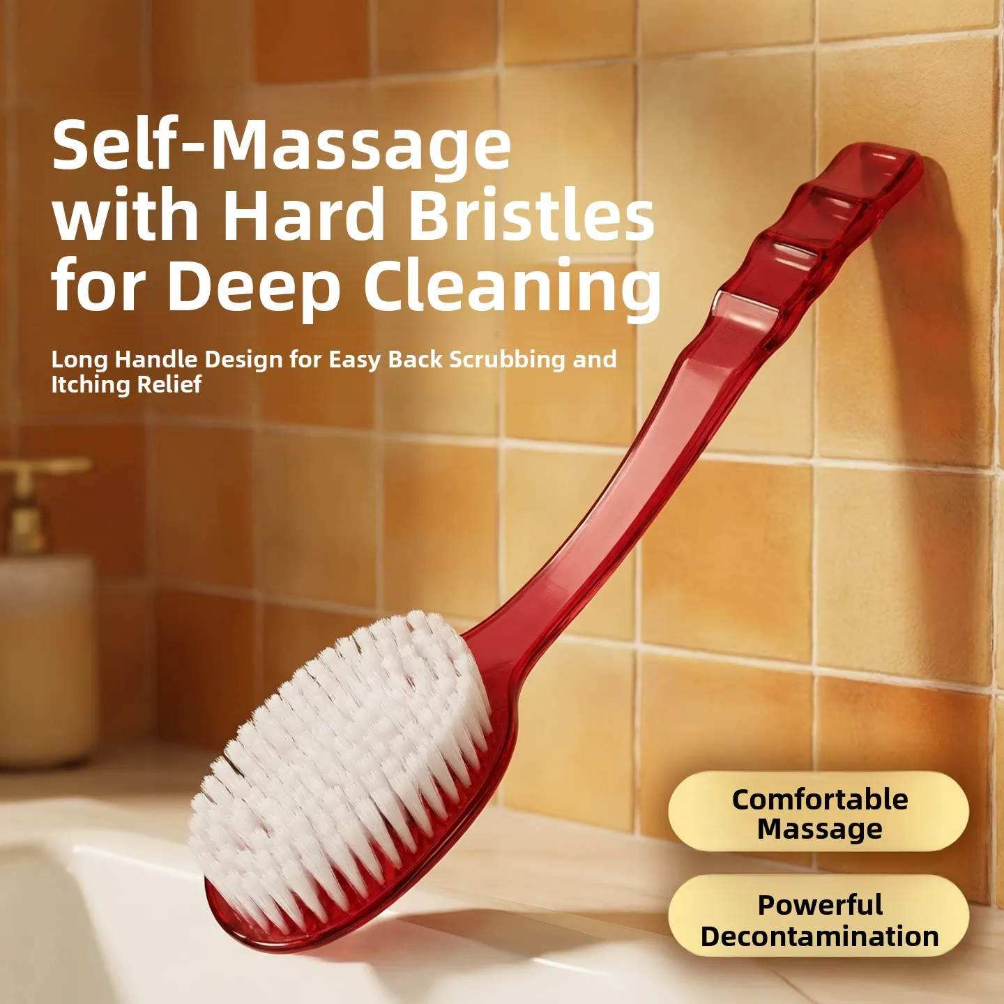 

Long Handle Bath Brush for Men Hard Bristle Scrub Back Bathing Shower Special Cleaning Tool Personal Hygiene Body Care