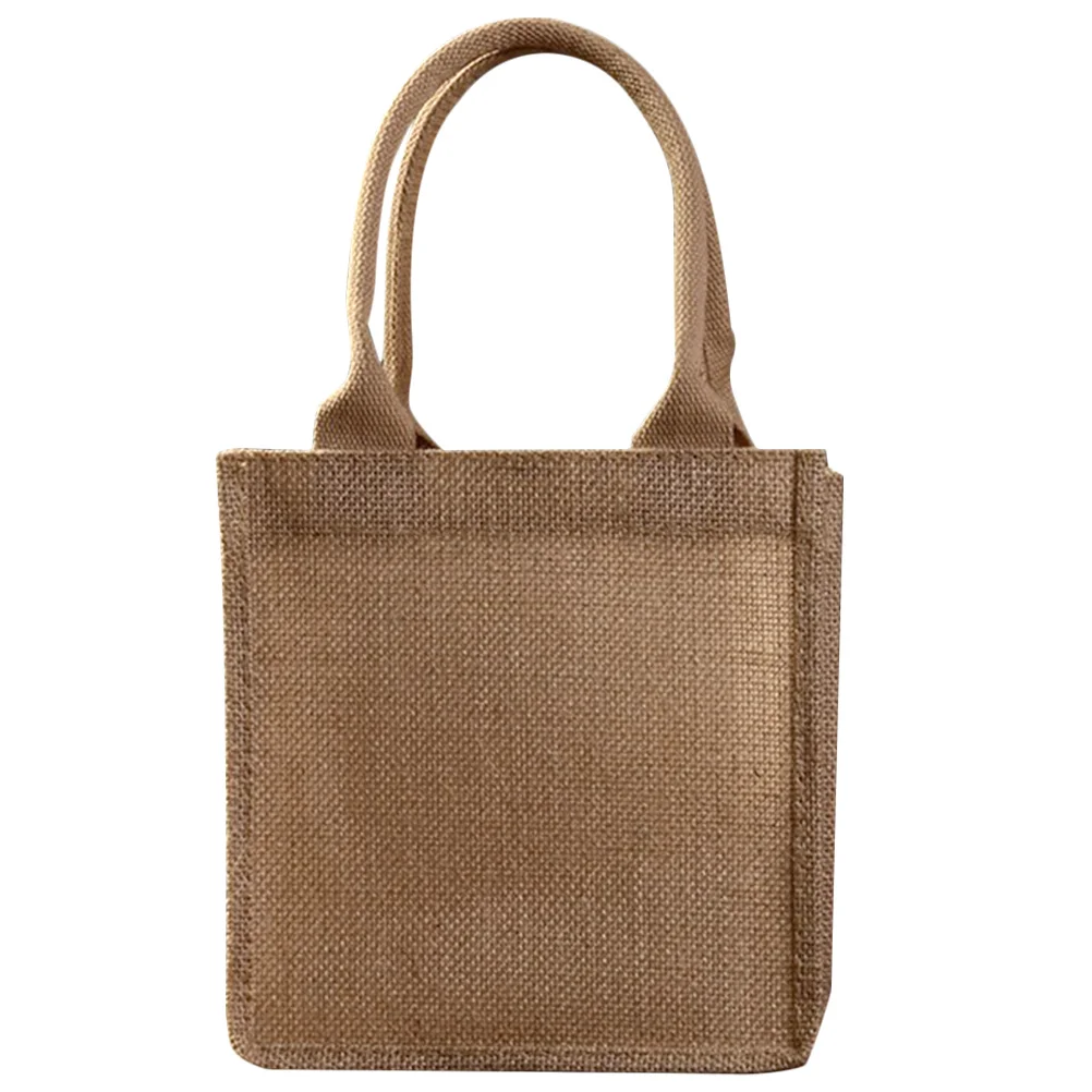 

Jute Burlap Tote Bag Reusable Small Shopping Tote Lightweight for Gifts Travel Use Jute Bags Small Reusable Burlap Bag