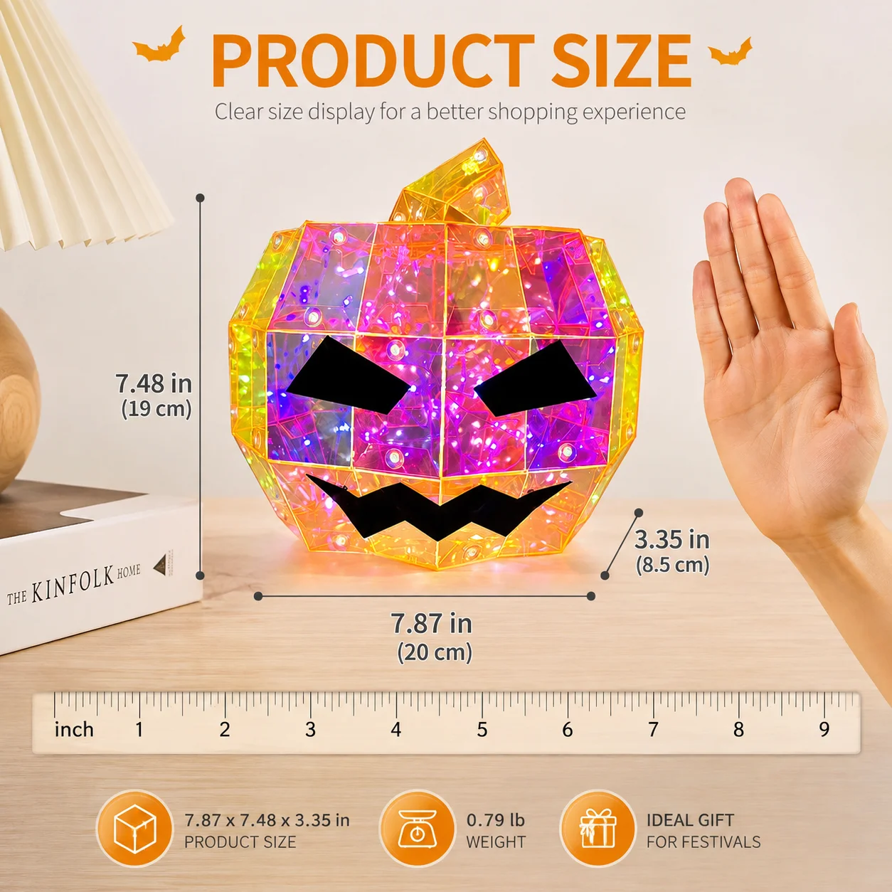 Halloween Pumpkin LED Light, 1/2 Pack Color Changing Battery Powered Pumpkin Lamp with 8 Lighting Modes for Party Tabletop Indoor Home Halloween Decorations