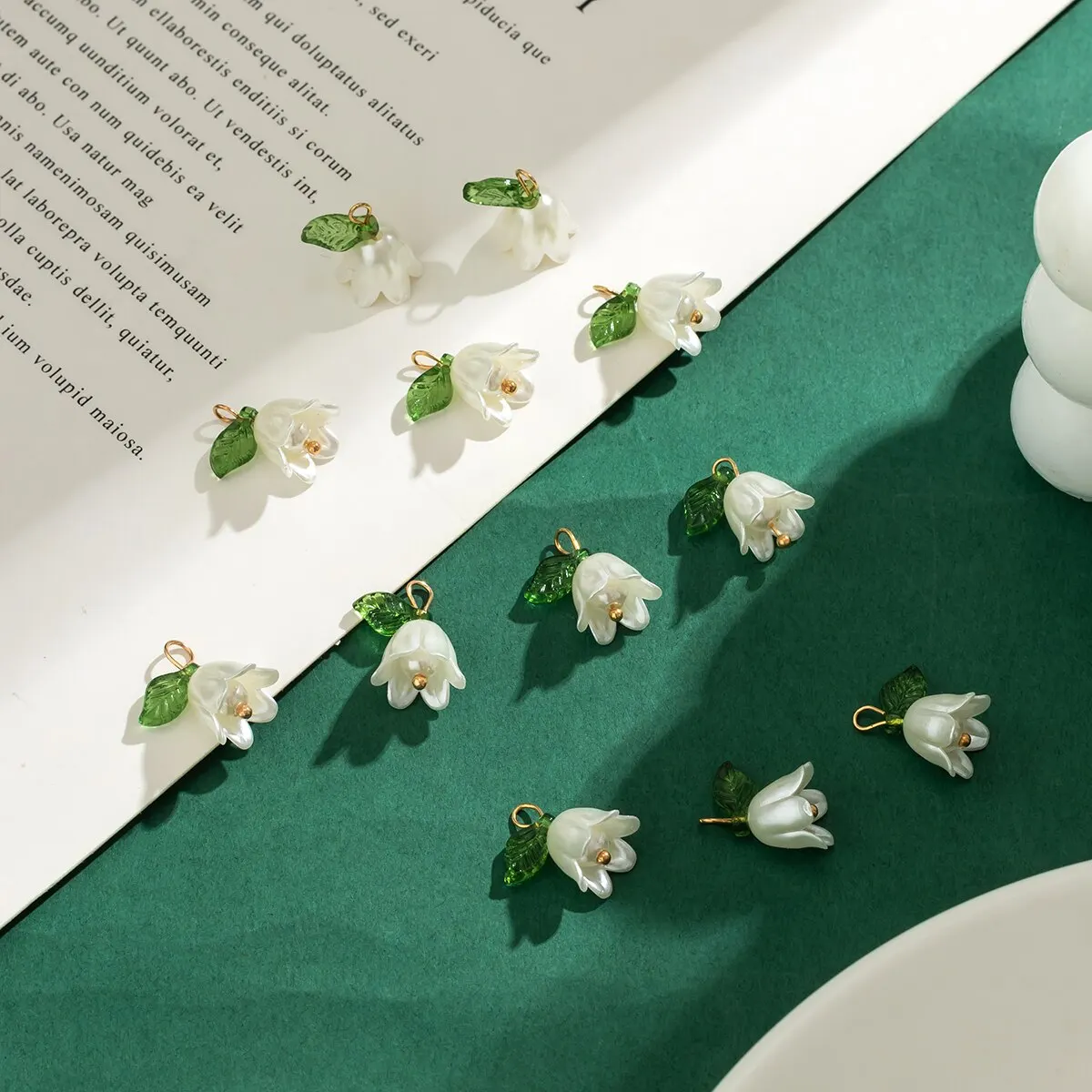 10pcs/set imitation-pearl zvon orchidea přívěsek stereoskopické aršík kvést pro DIY řetízek náramek náušnice šperků příslušenství