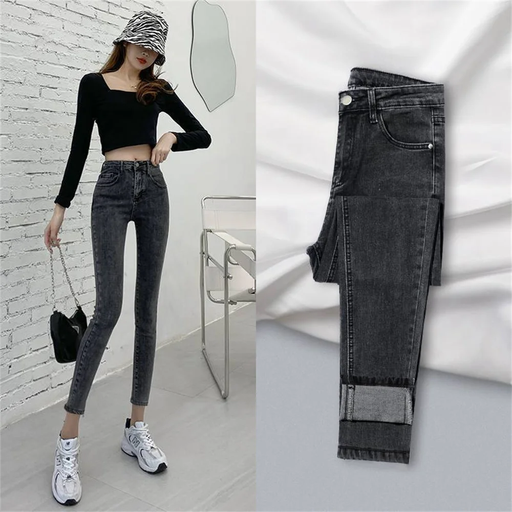 Skinny Pencil Jeans donna pantaloni bottoni Vintage a vita alta donna Slim Stretch Denim pantaloni attillati 2023 pantaloni da donna