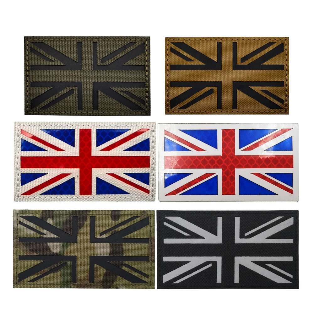 United Kingdom Flag British England Embroidered Patches IR Reflective UK GBR PVC Rubber Great Britain Armband