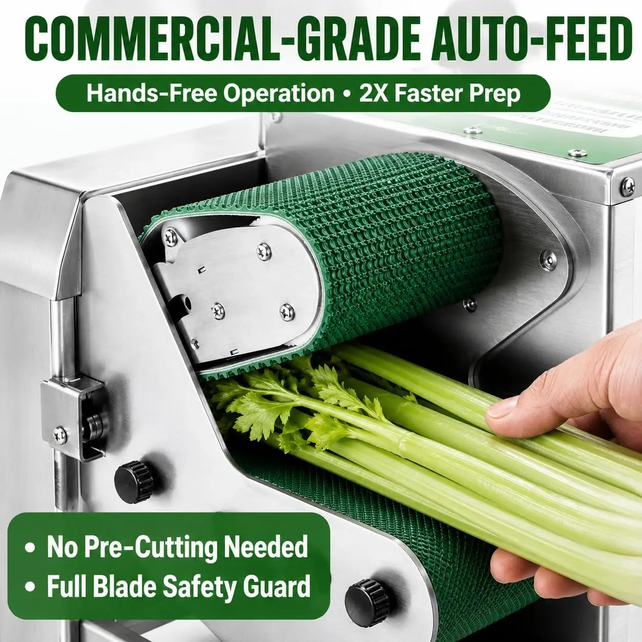 Commercial Vegetable Slicer Machine 200W Electric Food Processor with Conveyor Belt, 400lb/h Waterproof Slicer Heavy Duty Veggie