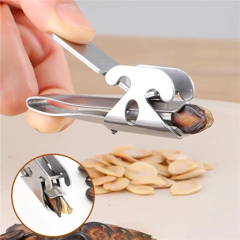 Stainless Steel Nut Sheller Peanut Pincers Melon Seeds Opener Walnut Pine Sheller Pistachio Sunflower Seeds Peeler Kitchen Tools