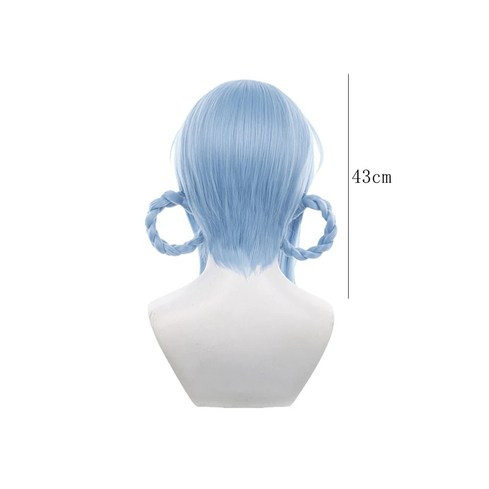 Light Blue Short Wig with Side Braided Loops Heat Resistant Synthetic Hair for Anime Cosplay Halloween Party Costume Women